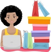 25674377-illustration-of-a-girl-sitting-beside-shopping-bags-doing-some-shopping-online
